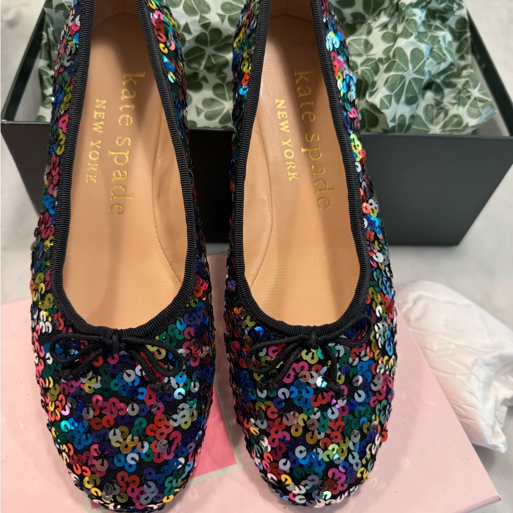 Kate Spade Honey Flats Rainbow Sequin 8.5 - Picture 6 of 9